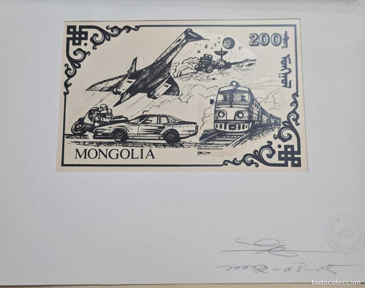 Sellos: MI) 1993 MONGOLIA, ARTWORK, SOUVENIR SHEET, TECHNOLOGICAL AND TRANSPORT DEVELOPMENT, AVIATION