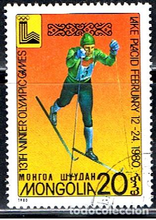 Sellos: MONGOLIA // YVERT 1045 // 1980 ... USADO - DEPORTE ESQUI