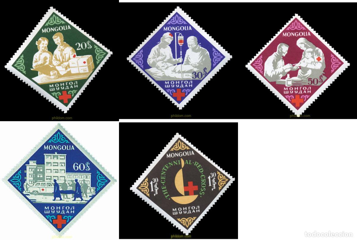 Sellos: 45131 MNH MONGOLIA 1963 CENTENARIO DE LA CRUZ ROJA INTERNACIONAL