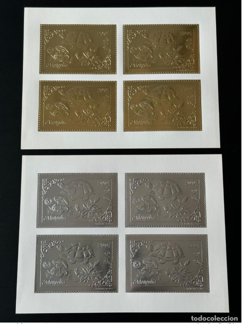 Sellos: Mongolia 1993 Mi. 2477 - 2478 Una libra de oro y plata TOPEX '93 Flor tortuga