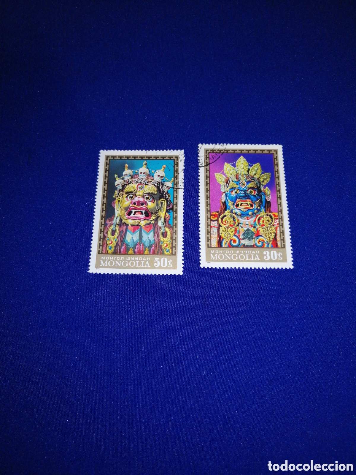 Timbres: MONGOLIA LOTE M&Aacute;SCARAS SELLOS USADOS MATASELLADOS