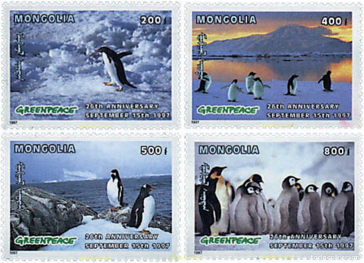 Sellos: 35500 MNH MONGOLIA 1997 26 ANIVERSARIO DE GREENPEACE