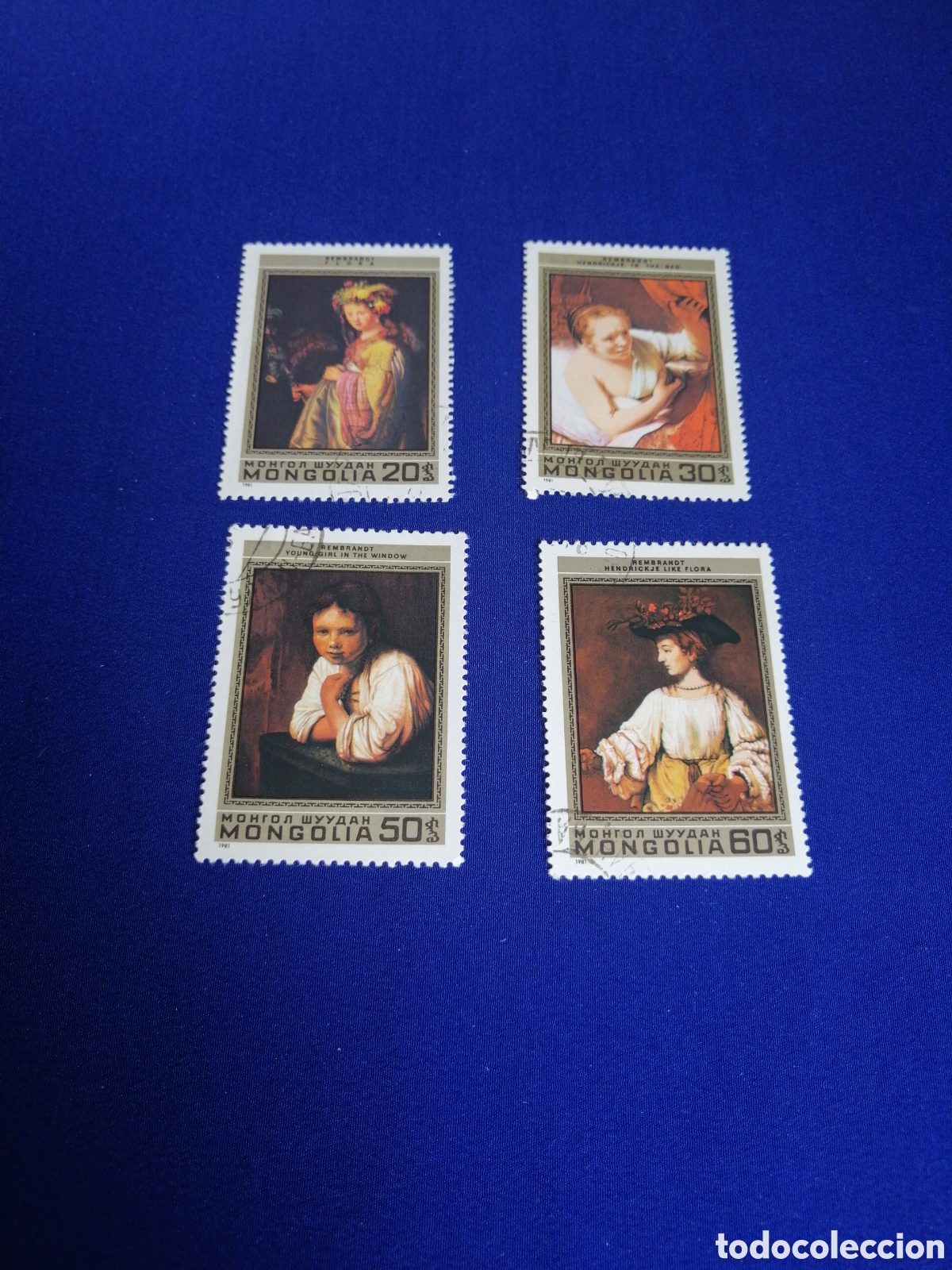 Stamps: MONGOLIA LOTE PINTURA SELLOS USADOS MATASELLADOS
