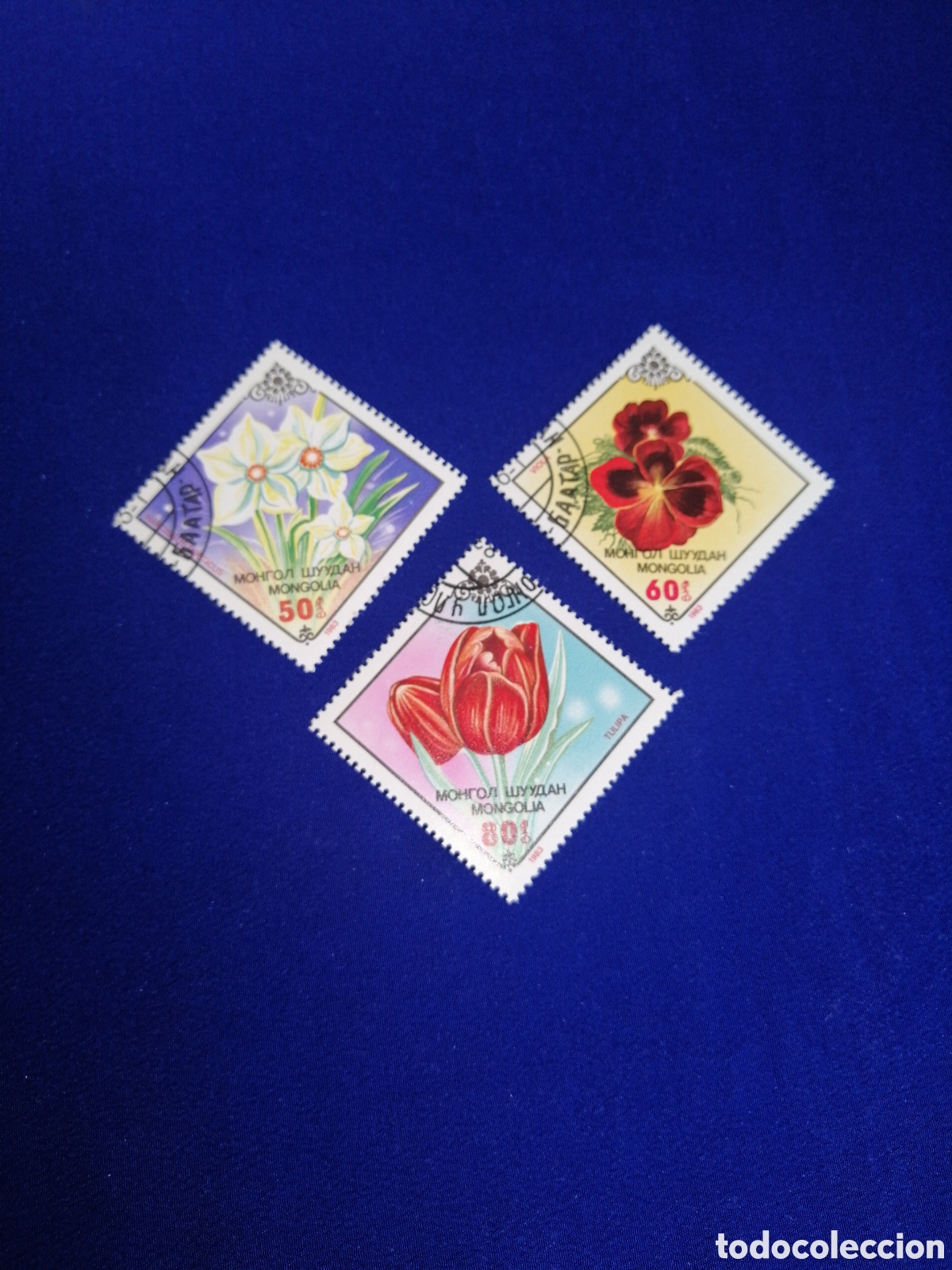 Stamps: MONGOLIA LOTE FLORES SELLOS USADOS MATASELLADOS