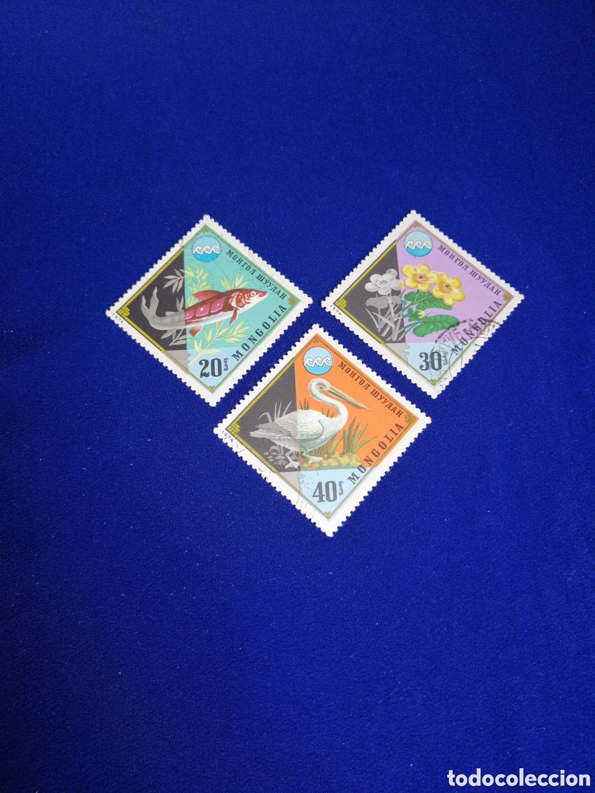 Stamps: MONGOLIA LOTE AVES Y PECES SELLOS USADOS MATASELLADOS
