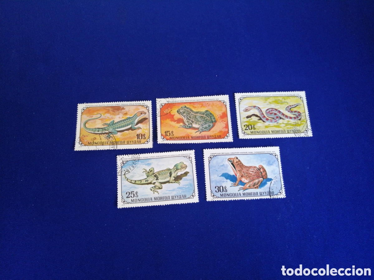 Francobolli: MONGOLIA LOTE REPTILES SELLOS USADOS MATASELLADOS