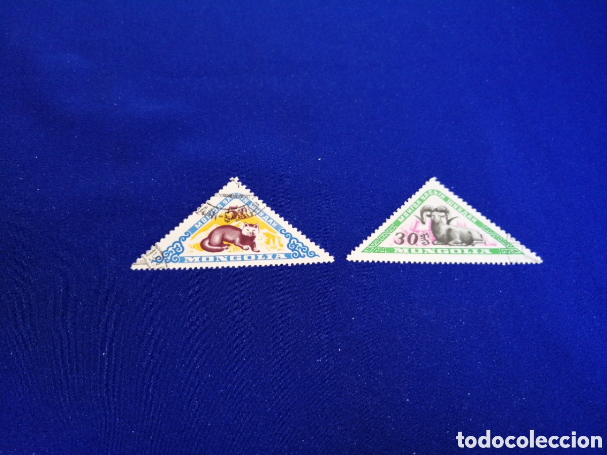 Timbres: MONGOLIA LOTE ANIMALES TRIANGULAR SELLOS USADOS MATASELLADOS
