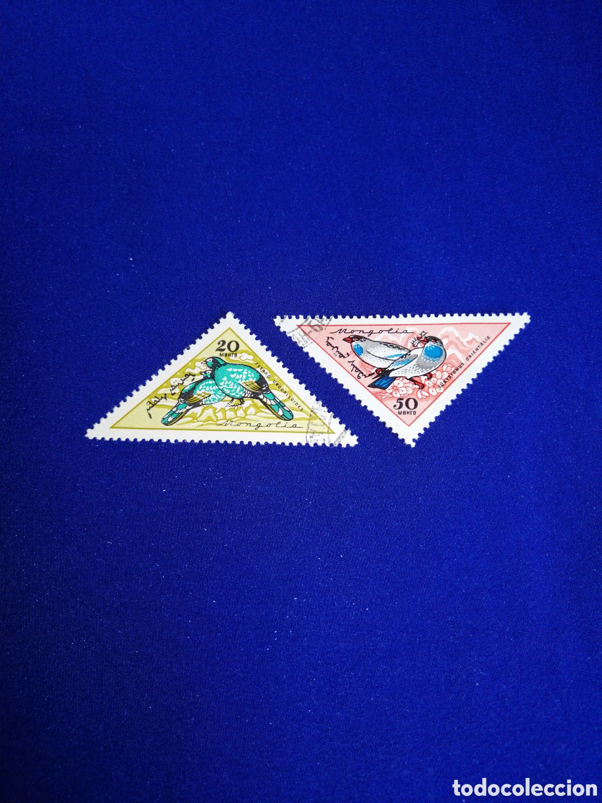 Sellos: MONGOLIA LOTE AVES TRIANGULAR SELLOS USADOS MATASELLADOS - Foto 1