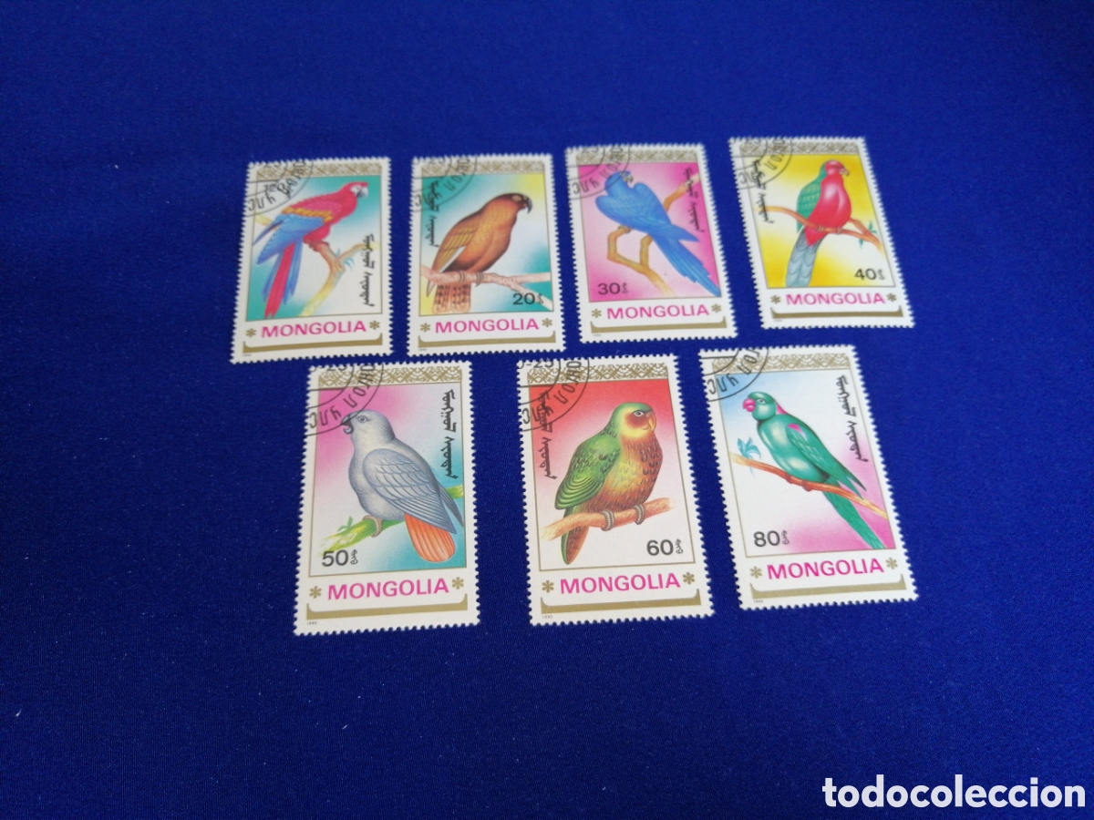 Stamps: MONGOLIA LOTE AVES P&Aacute;JAROS SELLOS USADOS MATASELLADOS