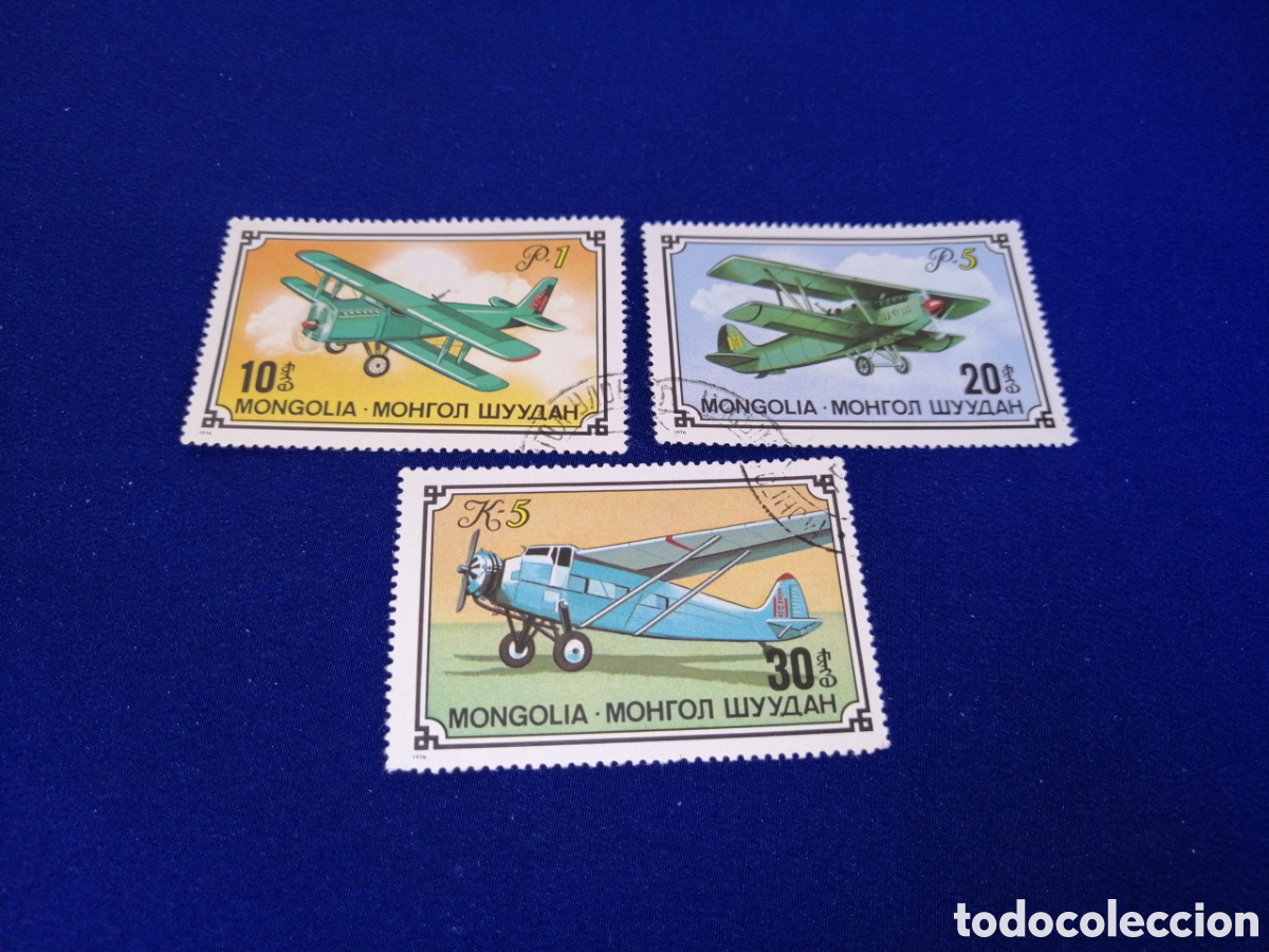 Selos: MONGOLIA LOTE AVIACI&Oacute;N SELLOS USADOS MATASELLADOS