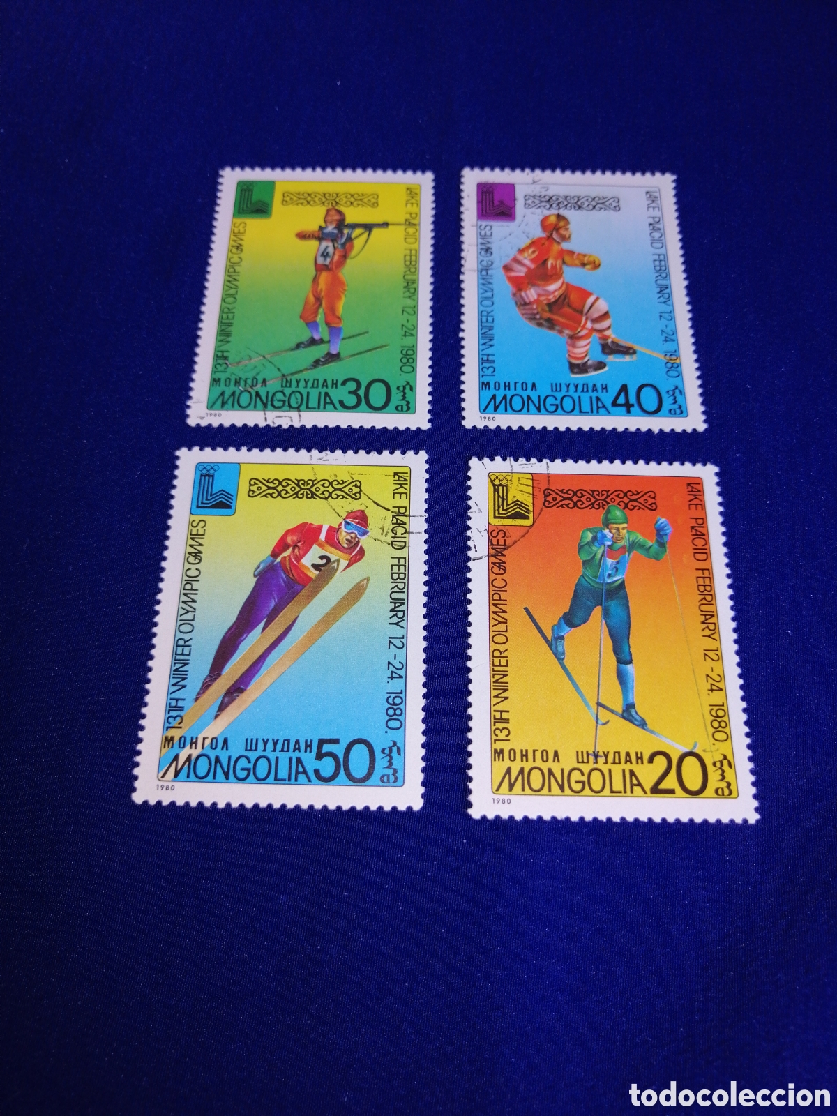 Stamps: MONGOLIA LOTE OLIMPIADAS LAKE PLACID 1980 SELLOS USADOS MATASELLADOS