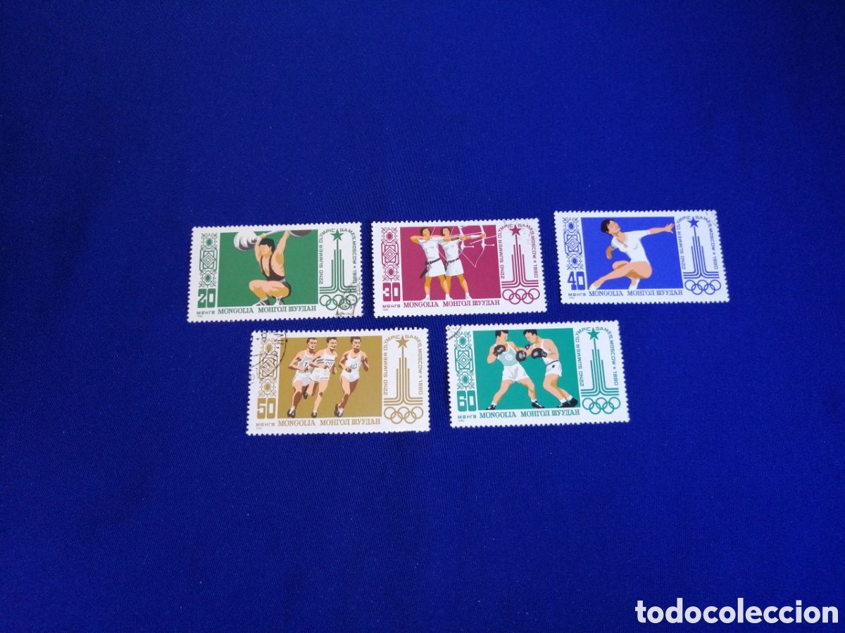 Selos: MONGOLIA LOTE OLIMPIADAS DE MOSC&Uacute; 1980 SELLOS USADOS MATASELLADOS