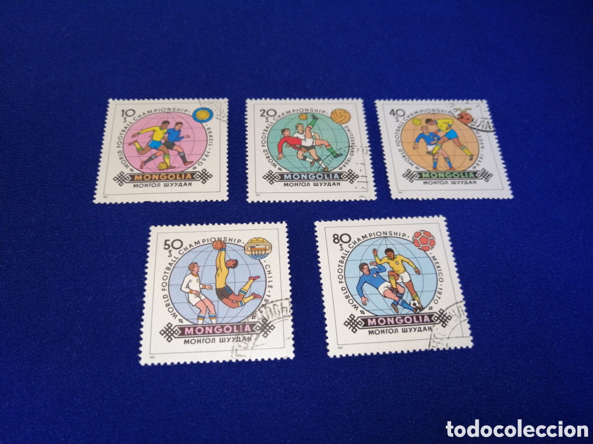 Selos: MONGOLIA LOTE WORLD FOOTBALL CHAMPIONS M&Eacute;XICO 1970 SELLOS USADOS MATASELLADOS