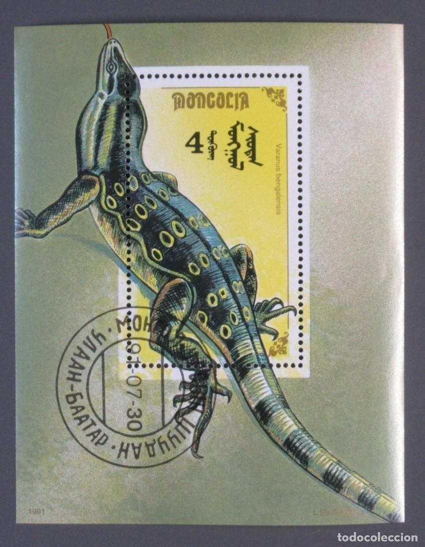 Sellos: MONGOLIA 1991 SHEET USED MNH FAUNA SAURIOS LAGARTOS LIZARDS LEZARDS LUCERTOLE SAURIENS WILDLIFE