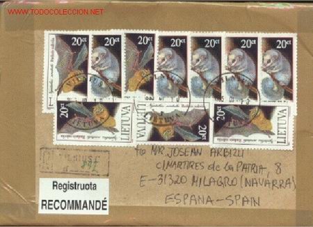 Sellos: LITUANIA , CARTA CERTIFICADA - Foto 1