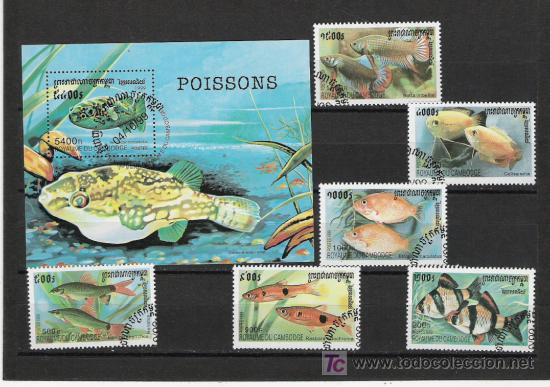Sellos: TEMA PECES  HOJA BLOQUE  Y SERIE - Foto 1