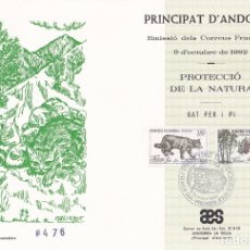 Sellos: PRINCIPAT D' ANDORRA 1982 PROTECCIÓ DE LA NATURA / TIRATGE LIMITAT - EMISSIÓ DELS CORREUS FRANCESOS