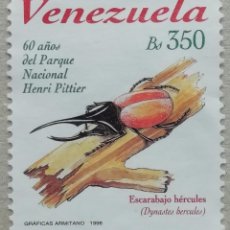Sellos: 1992. VENEZUELA. 2021. 60 AÑOS DEL PARQUE NACIONAL HENRI PITTIER. ESCARABAJO HÉRCULES. USADO.