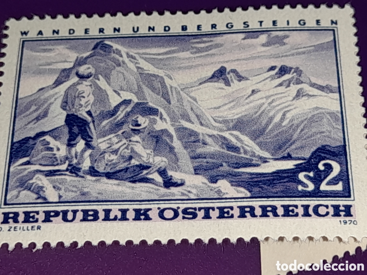 Sellos: Sello Austria nuevo 1970. Alpinismo. Deporte. Riesgo. Monta&ntilde;as. Naturaleza. Mochila