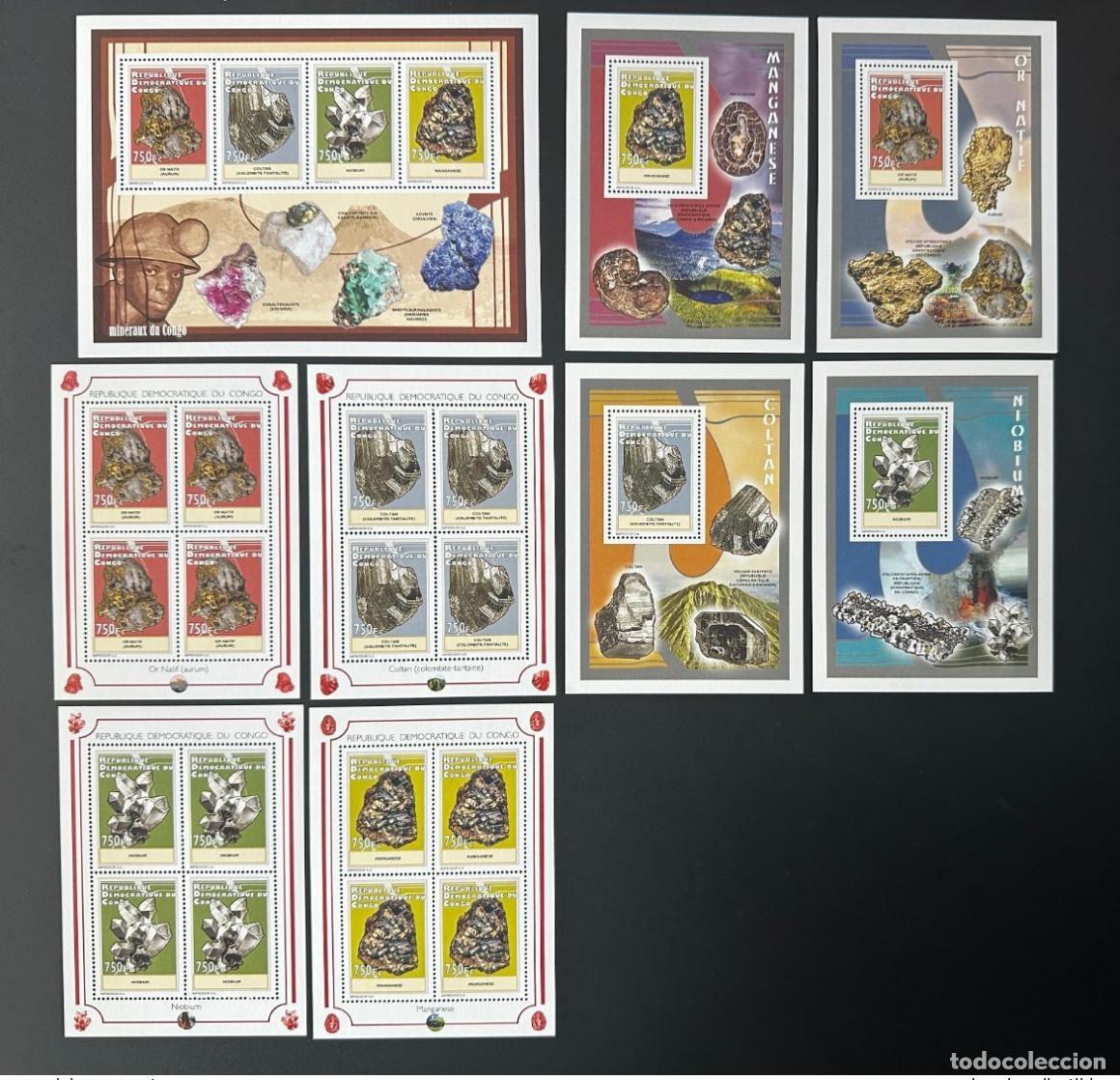 Sellos: Congo 2012 Mi. 2100 - 2103 Bl. 442 445 Minerales Oro Manganeso