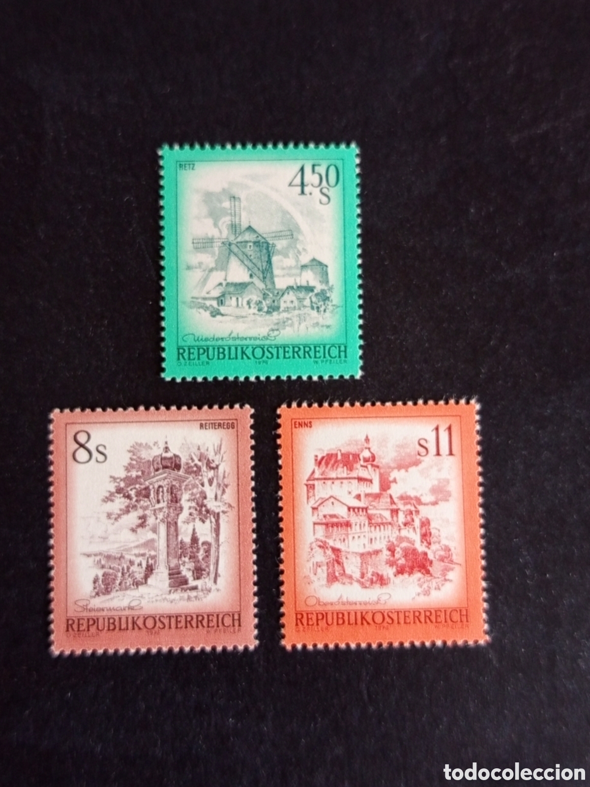 Sellos: AUSTRIA, 1976. Paisajes de Austria. Yvert 1335; 1348/9. Pedido m&iacute;nimo 3 &euro;. Ver fotos.Serie completa