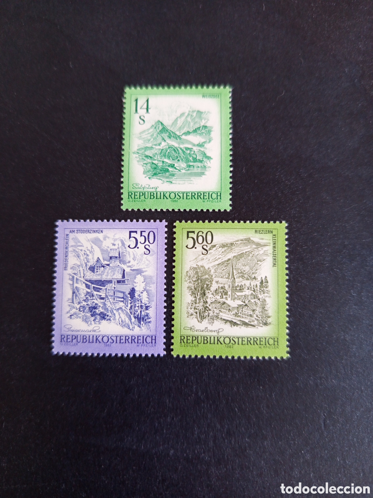 Sellos: AUSTRIA, 1982. Paisajes de Austria. Yvert 1452; 1539/40. Pedido m&iacute;nimo 3 &euro;. Ver fotos.