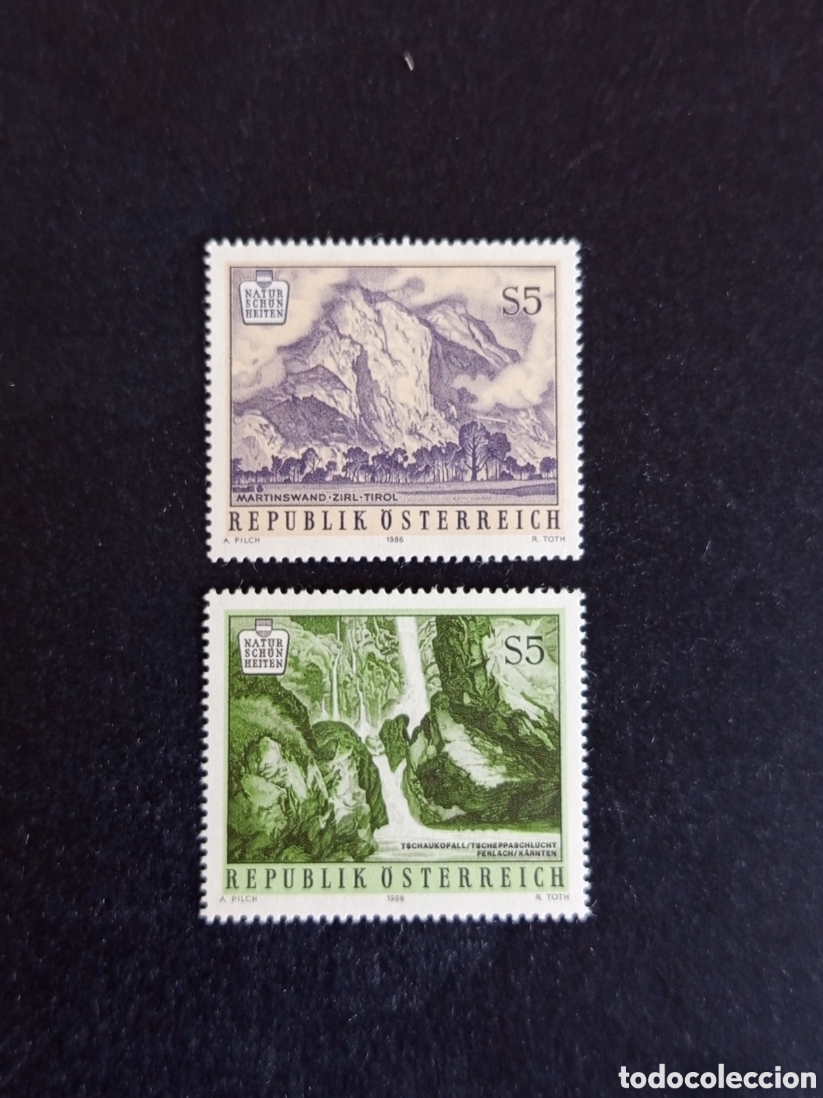 Sellos: AUSTRIA, 1986. Naturaleza: paisajes de Austria. Yvert 1680 y 1682. Pedido m&iacute;nimo 3 &euro;. Ver fotos.