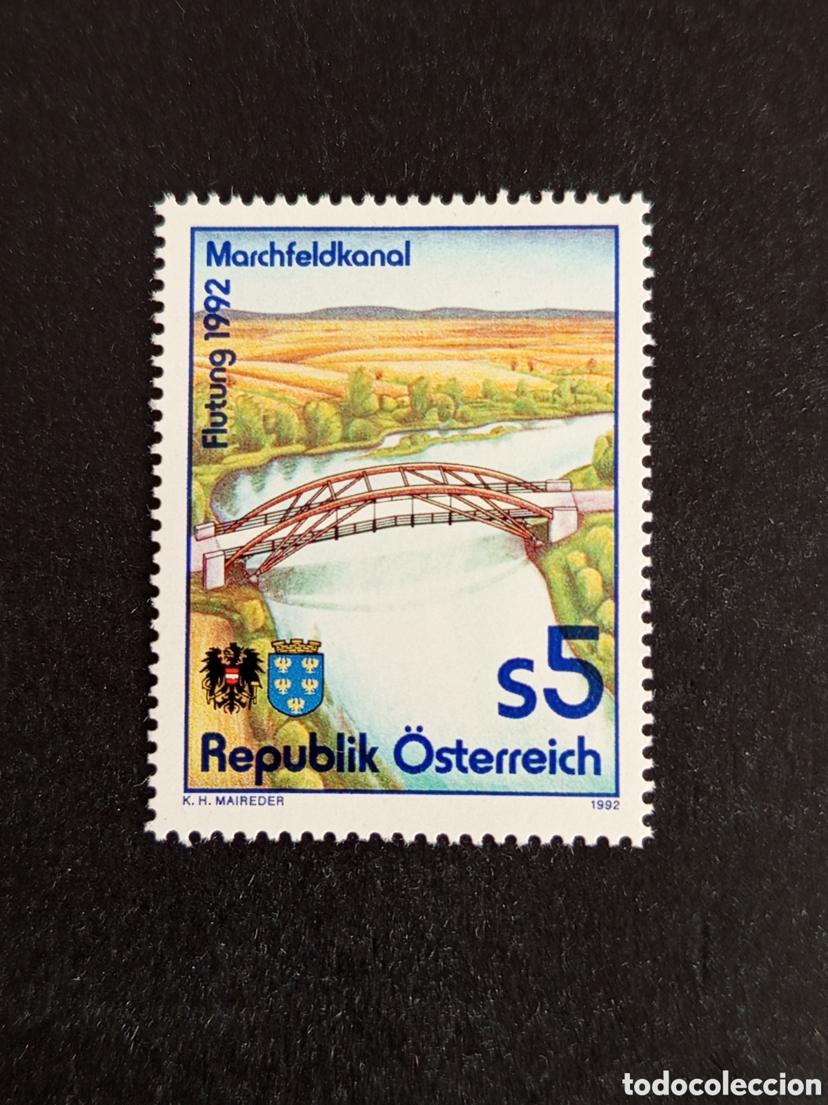 Sellos: AUSTRIA, 1992. Naturaleza: canal de Marchfeld. Yvert 1907. Pedido m&iacute;nimo 3 &euro;. Ver fotos .