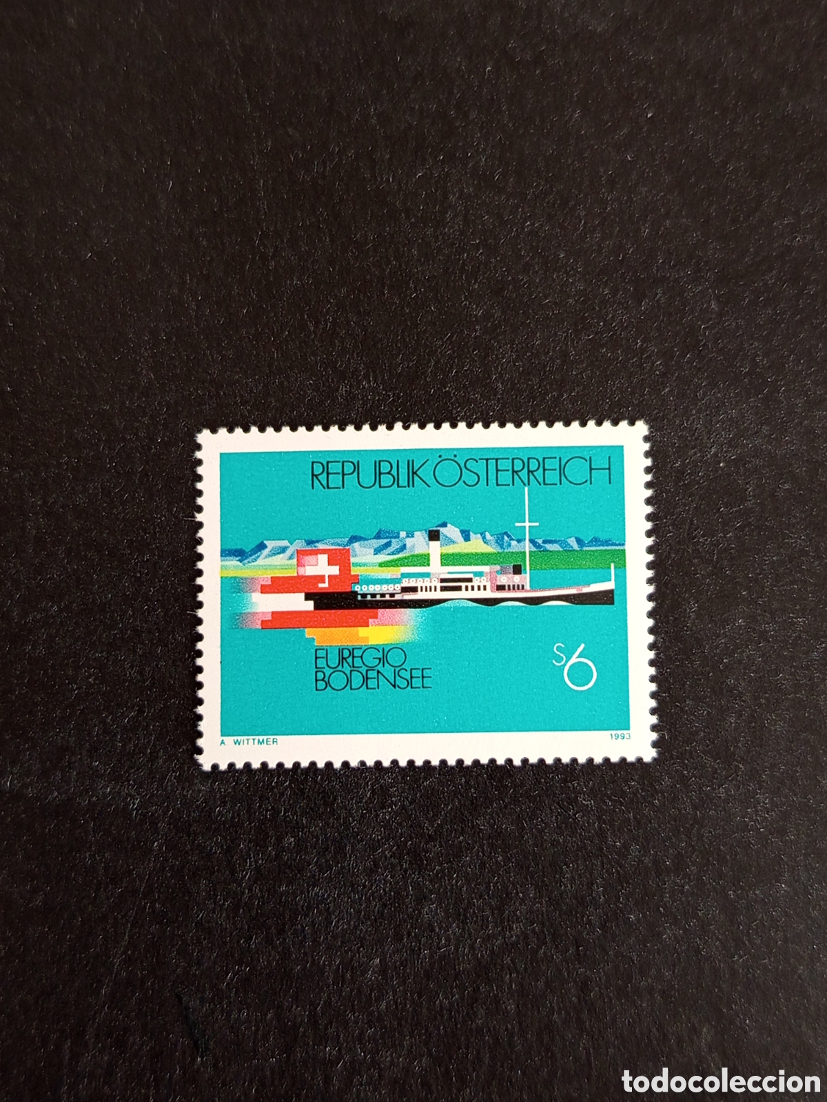 Sellos: AUSTRIA, 1993. Naturaleza: lago Constanza. Barco a vapor. Emisi&oacute;n con Suiza.Yv1927.Pedido m&iacute;nimo 3&euro;