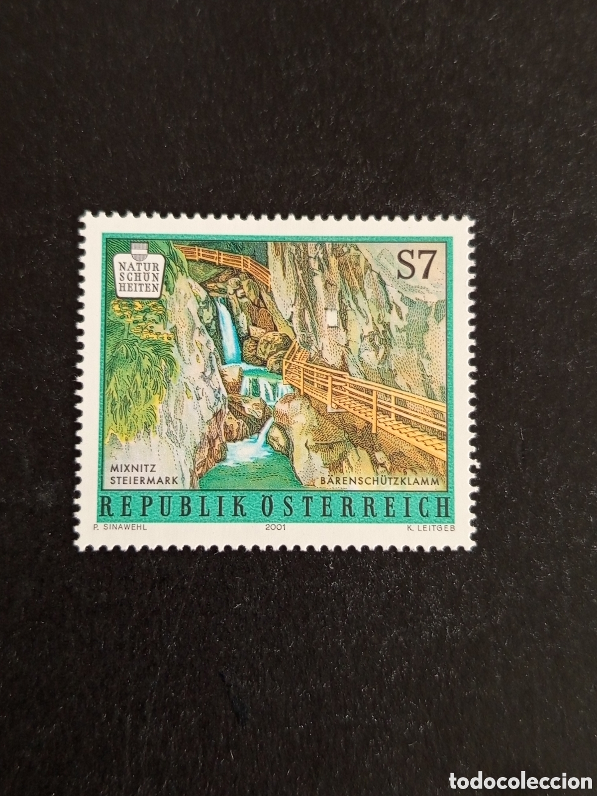 Sellos: AUSTRIA, 2001. Naturaleza : desfiladero de B&auml;rensch&uuml;tzklamm. Pedido m&iacute;nimo 3 &euro;. Ver fotos.