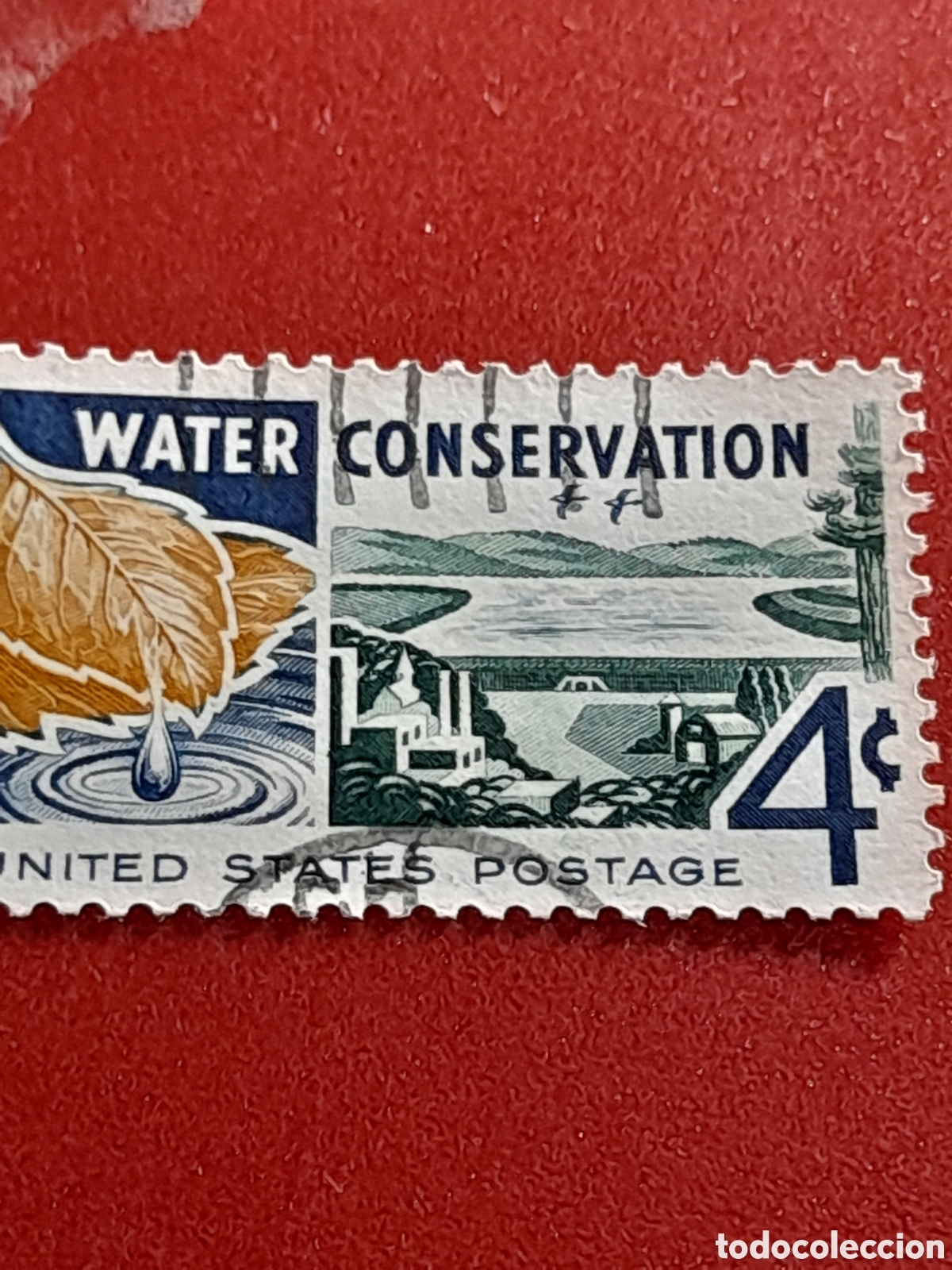Sellos: Sello Estados Unidos mtdo/udo 1960. Conservaci&oacute;n del agua. Pantano. Presa. Naturaleza. Aves.