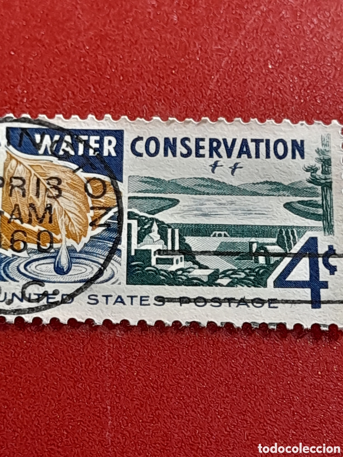 Sellos: Sello Estados Unidos mtdo/udo 1960. Conservaci&oacute;n del agua. Pantano. Presa. Naturaleza. Aves.