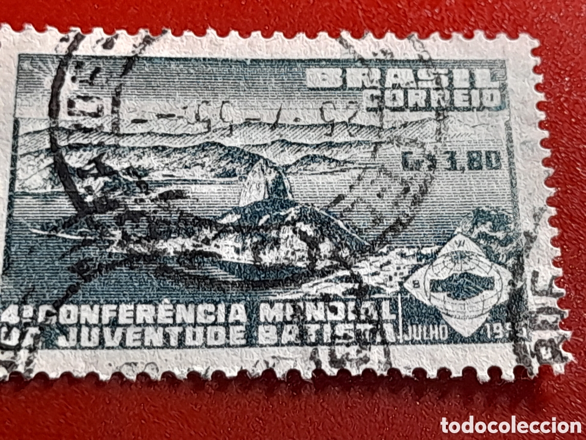 Sellos: Sello Brasil mtdo/udo 1953. 4a conferencia juventud batista. Naturaleza. Religi&oacute;n. Isla. Monta&ntilde;as. C