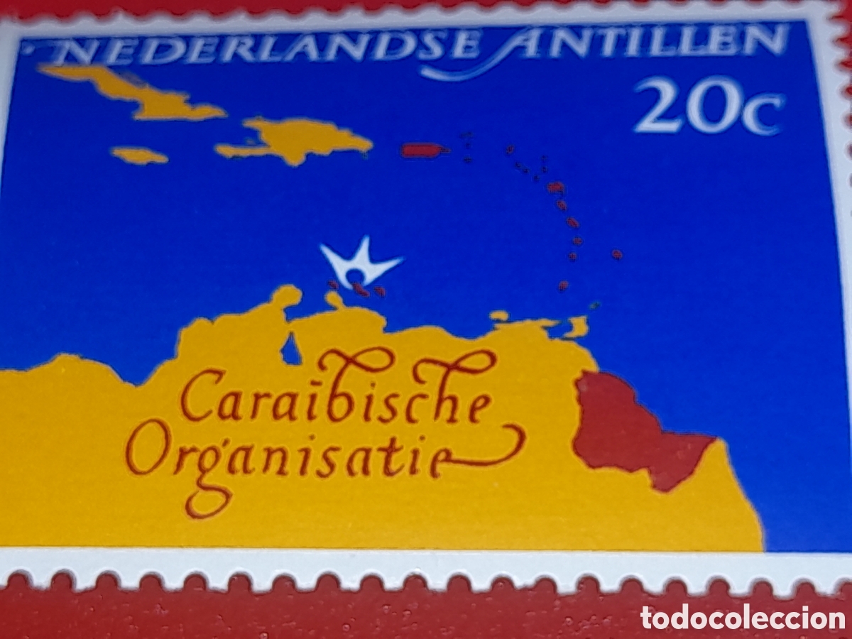 Sellos: Sello Antillas Holandesas nuevo 1964. 5 reunion consejo caribe. Mapa. Cartograf&iacute;a. Islas. Geograf&iacute;a.