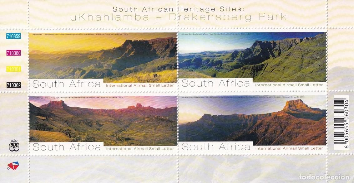 Sellos: HB Sud&aacute;frica 2008 A&eacute;reos - UNESCO Patrimonio mundial sudafricano Drakensberg / Contrafuerte y dien..
