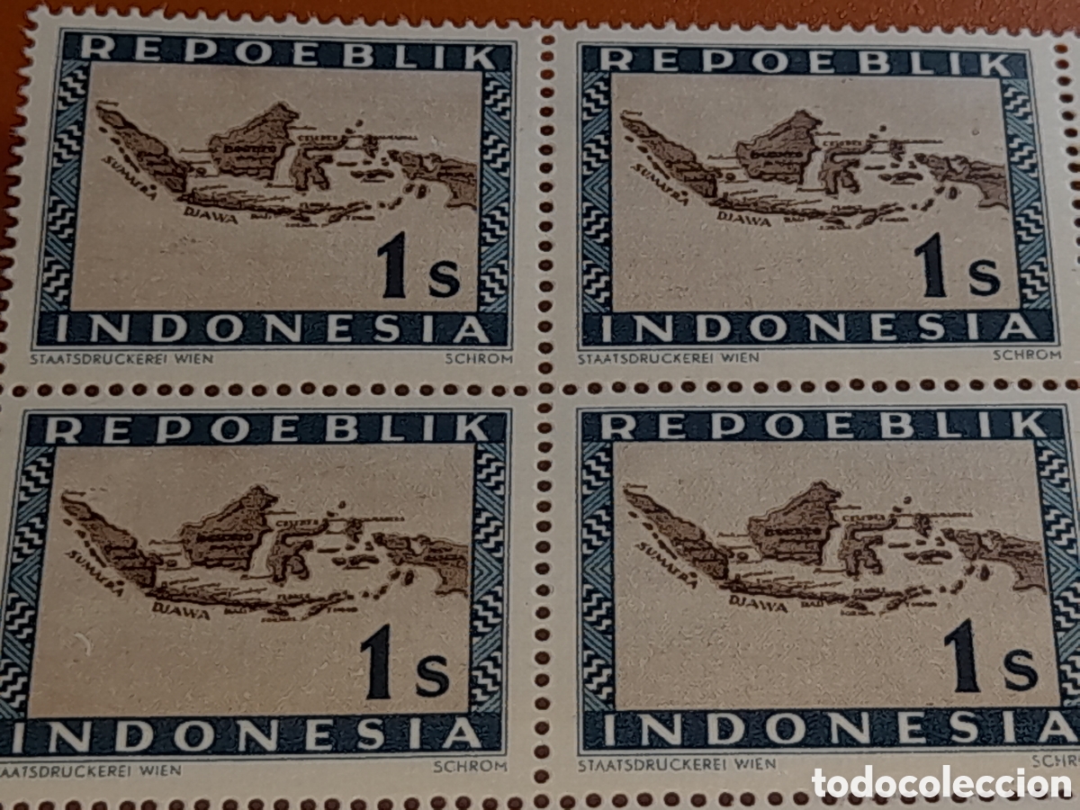 Sellos: Sello (1/24v) Indonesia nuevo 1947-1948. Inscripcion Repoeblik. Islas. Geograf&iacute;a. Cartograf&iacute;a. Mapa.
