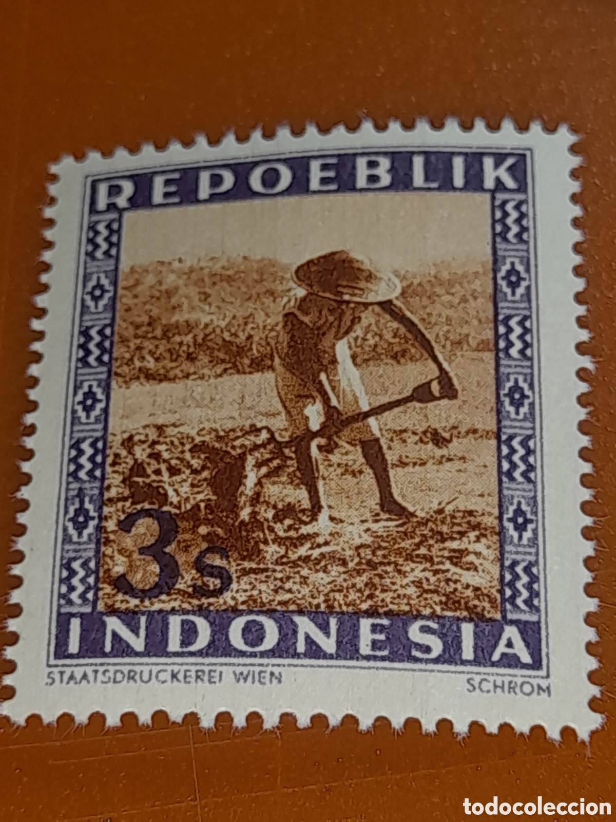 Sellos: Sello (1/24v) Indonesia nuevo 1947-1948. Inscripcion Repoeblik. Agricultura. Campo. Cosecha. Natiral