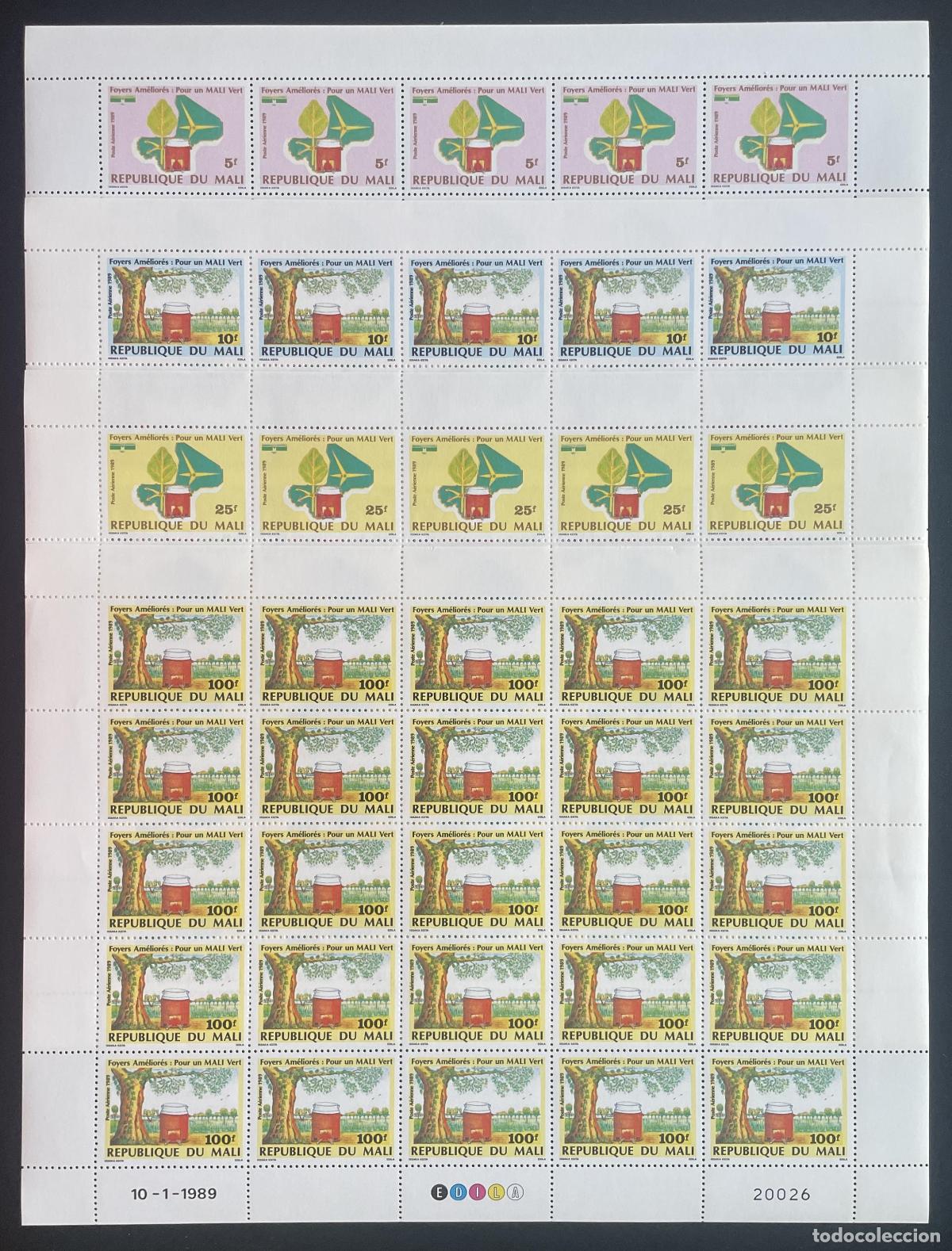 Briefmarken: Mali 1989 YT PA 535-538 tabl&oacute;n Hogares mejorados verde &aacute;rboles