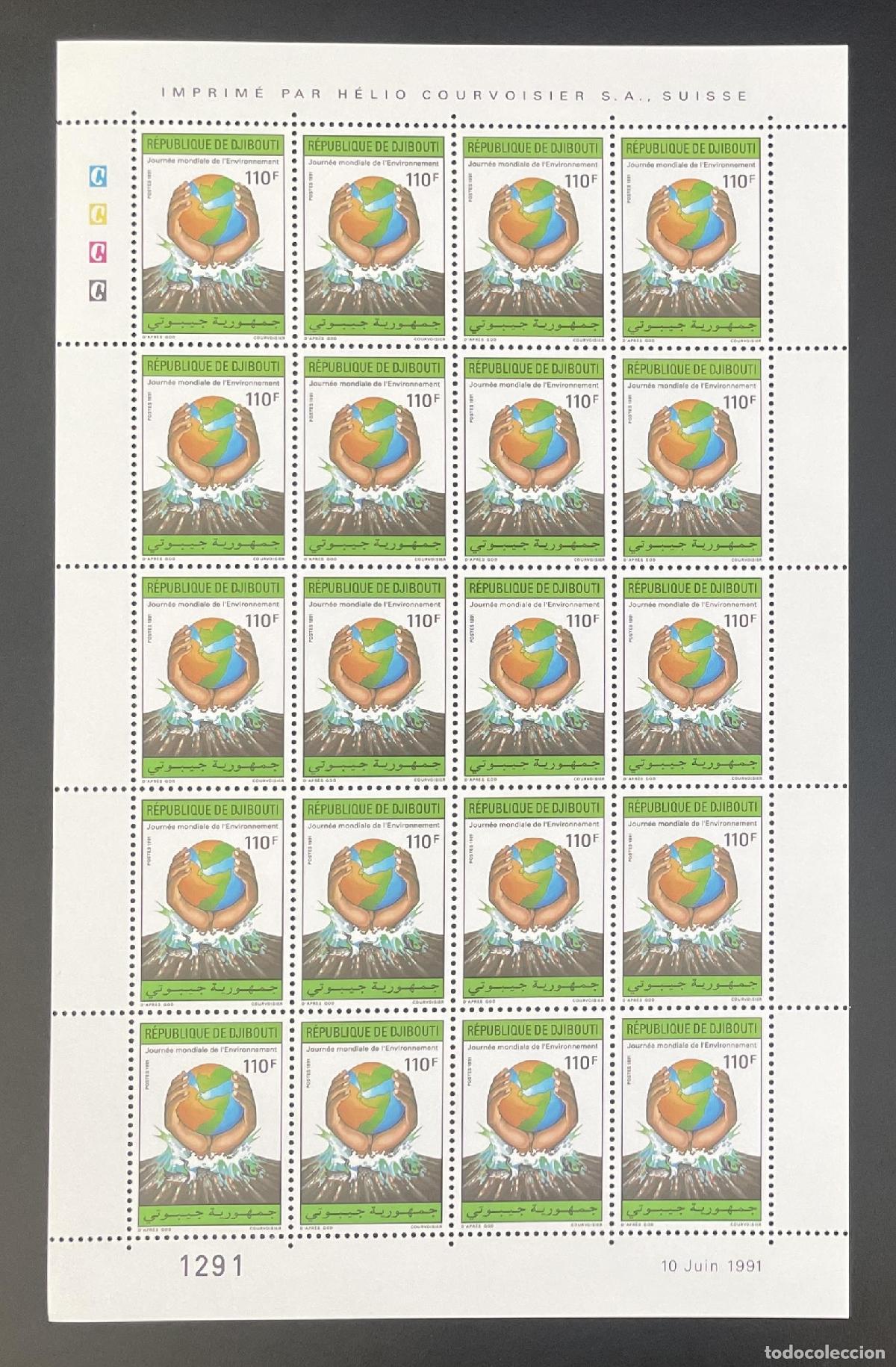 Briefmarken: Yibuti 1991 YT 681 bloque D&iacute;a Mundial Medio Ambiente globo manos