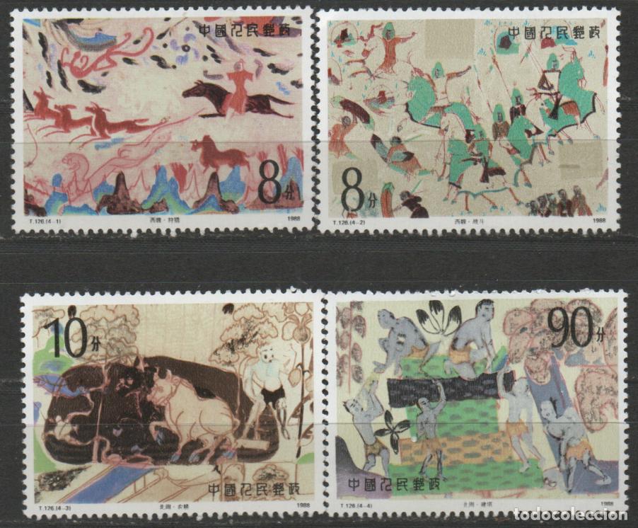 Sellos: REPUBLICA POPULAR CHINA IVERT N&ordm; 2882/5, Pinturas murales de Dunhuang. nuevo ** serie completa