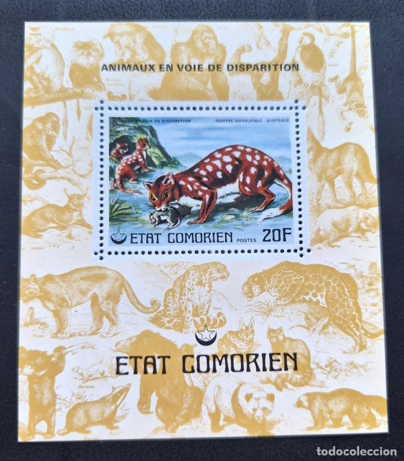 Sellos: Comoras 1977 Mi. Bl. 71 animales en peligro de extinci&oacute;n fauna