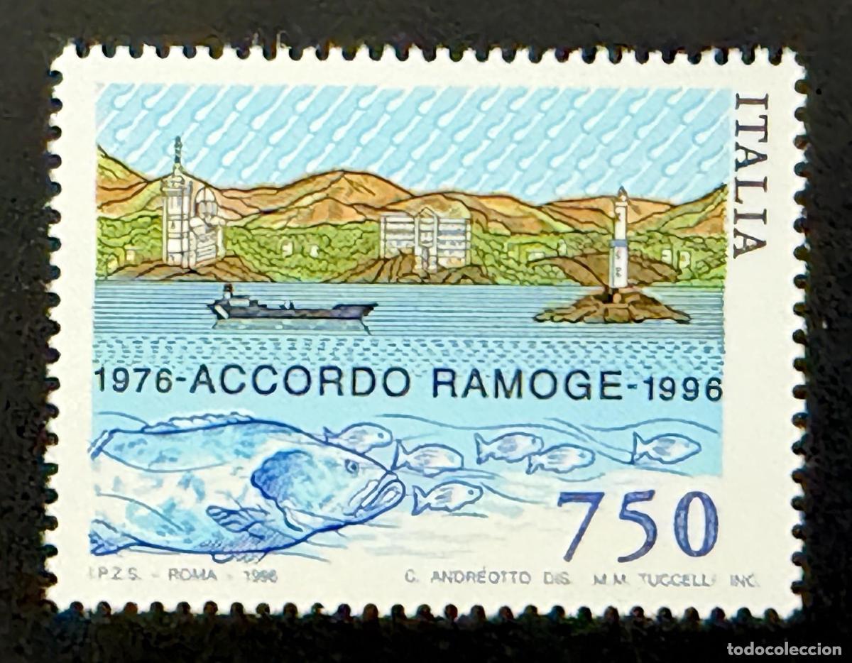 Sellos: Italia 1996 Mi. 2434 emisi&oacute;n com&uacute;n acuerdo RAMOGE Mediterr&aacute;neo faro