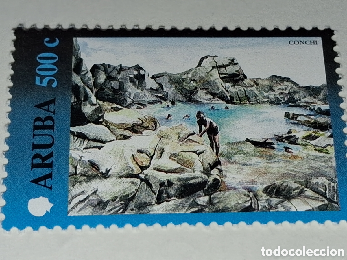 Sellos: Sello (1/4v) Aruba nuevo 2000. Aspectos. Juegos. Infancia. Ba&ntilde;o. Paisaje. Naturaleza. Balsa