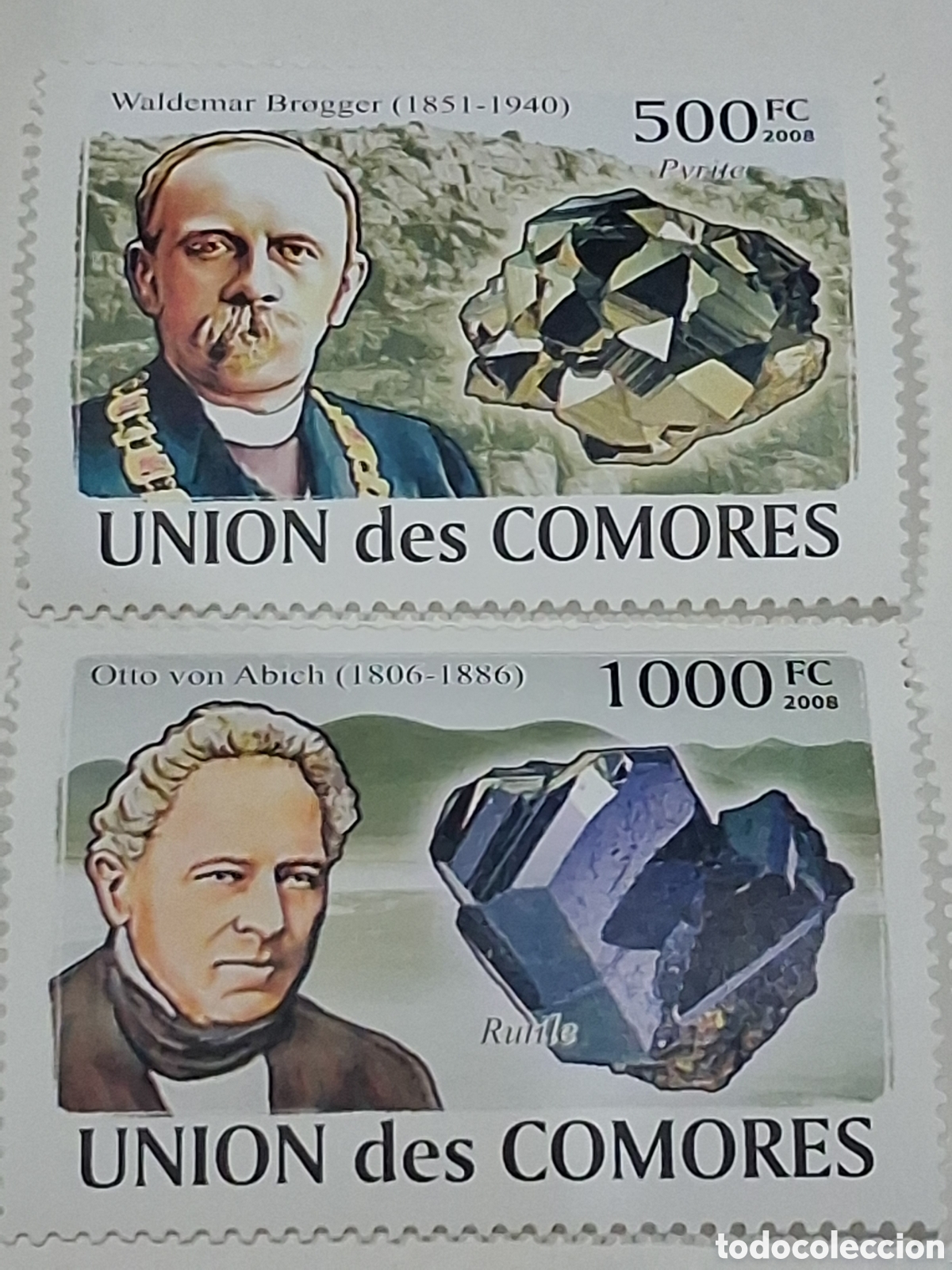 Sellos: Sello Comoras nuevo 2009. Minerales. Rocas. Geolog&iacute;a. Naturaleza. Otto Abich. Blogger. Purita. Cuarz