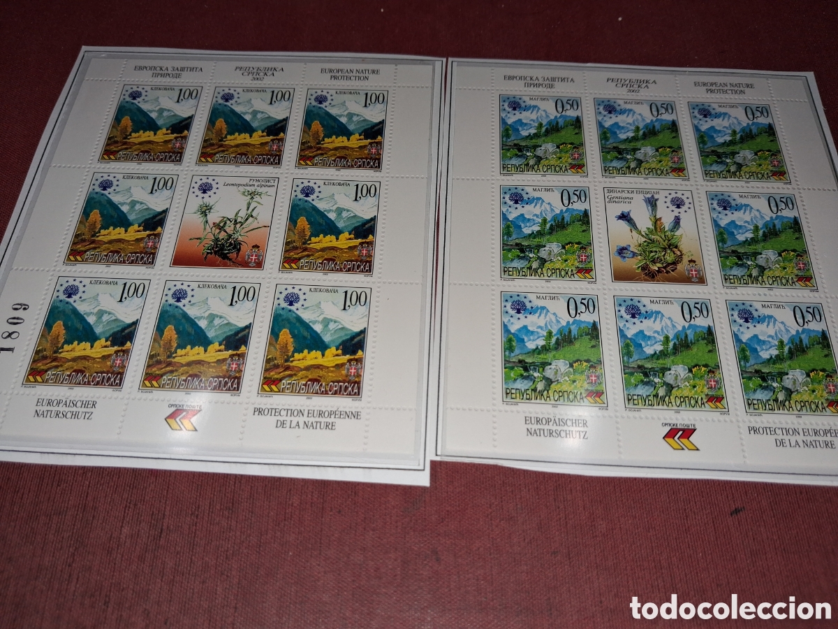 Sellos: HB (2) R. Serbia de Bosnia y Herzegovina nuevo 2002. Protecci&oacute;n naturaleza. Monta&ntilde;as. Flores. Flora.