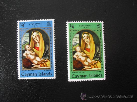 Sellos: 2 sellos de islas Caiman, navidad 1969 - Foto 1