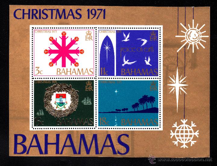 Sellos: BAHAMAS HB 4** - A&Ntilde;O 1971 - NAVIDAD - Foto 1