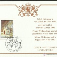 Sellos: LUXEMBURGO 1991 FICHA PRESENTACION SELLO DE NAVIDAD- CHRISTMAS- MATASELLO CARITAS- IGLESIA . Lote 48682592