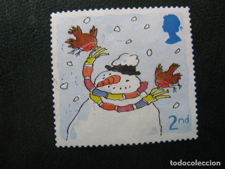 Sellos: inglaterra** sello usado, tema navidad - Foto 1
