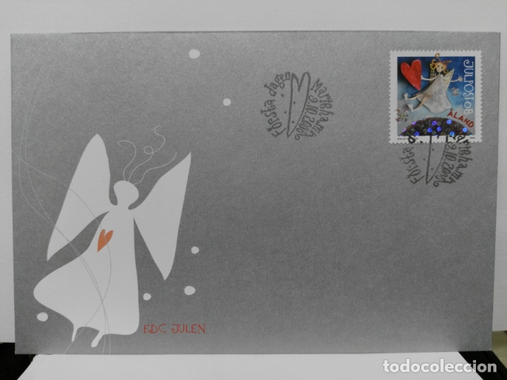 Sellos: ALAND. FDC YVERT 303. NAVIDAD 2008. ANGEL CON CORAZ&Oacute;N - Foto 1